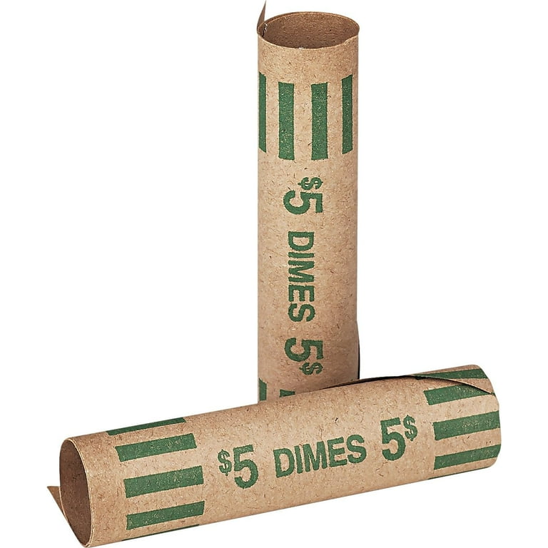 Preformed Tubular Coin Wrappers, Dimes, $5, 1,000 Wrappers/Box Preformed Tubular Coin Wrappers, Dimes, $5, 1,000 Wrappers/Box