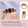 thumbnail image 4 of 3 Stone Garnet Engagement Rings for Women in 14K Gold Plated 925 Sterling Silver - January Birthstone Promise Vintage Red Garnet Jewelry Birthday Christmas Gifts Size - 5, 4 of 12