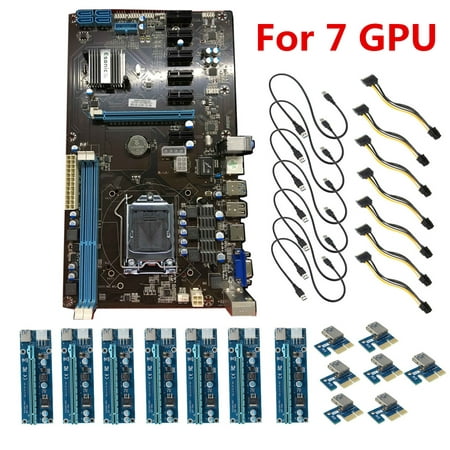 7 GPU H81 Mining Motherboard +7Pcs PCI-E Extender Riser Card For ETH RIG BTC Miner (Best Motherboard For Machine Learning)