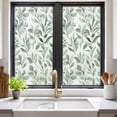 thumbnail image 2 of Eucalyptus Leaf Window Privacy Film Green Botanical Rustic Watercolor Leaf Decorative Glass Window Film UV Blocking Static Cling Non-Adhesive Sticker Covering for Home Door 19.6 x 39.3 inches, 2 of 7