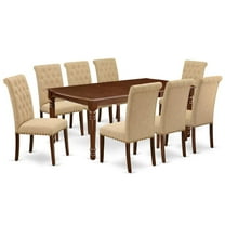 East West Furniture Dover 9-piece Wood Dining Set in Mahogany/Light Fawn