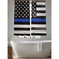 thumbnail image 6 of Blue American Flag Semi Sheer Window Curtains 72 Inches Long, Black White Stripe US Flag Retro Wooden Rod Pocket Voile Silky Chiffon Curtain Light Filtering Drapes for Living Room, 52"x72", 2 Panels, 6 of 9