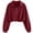 Wine, variant on Crewneck Sweatshirt Women Solid Color Half Zip Collar Cropped Waist Drawstring Hem Long Sleeve Pullover Sweatshirt