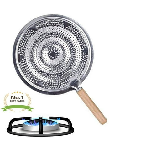 Simmer Ring Heat Diffuser & Flame Tamer Quality Round Gas Stove Top - Aluminum & Wood Handle (Best Heat Diffuser For Electric Stove)