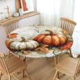 thumbnail image 2 of Fall Round Fitted Tablecloth with Elastic Edge,Water-Resistant Vintage Autumn Pumpkin Maple Leaf Table Cover for 48-52" Found Tables Rustic Autumn Thanksgiving Table Cloth for Dinner,Outdoor,Patio, 2 of 4