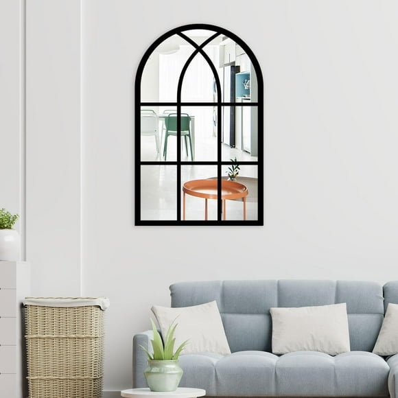 Elodie Arched Window Pane Mirror Acrylic Background for Bedroom Room Black