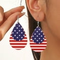 thumbnail image 2 of Patriotic Earrings for Women - 4th of July American Flag Dangle Earrings, PU Leather Red White Blue USA Themed Jewelry, for Independence Day & Everyday Outfits, 2 of 6