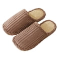 thumbnail image 4 of Rokment Womens Mens Fuzzy Slippers for Travel Guest Winter Warm Cozy House Shoes Indoor Bedroom Home Slip on for Hotel Spa Khaki Size 9, 4 of 5