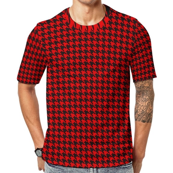 T Shirt For Men Houndstooth T-Shirt Couple Red And White Classic T-Shirts Summer Fashion Tee Shirt S