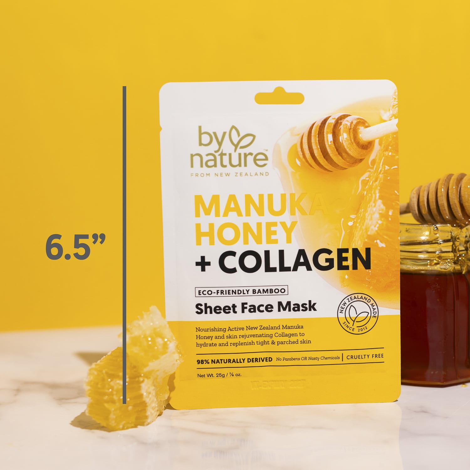 By Nature Skincare from New Zealand Manuka Honey And Collagen Sheet Face Mask to Nourish and Rejuvenate All Skin Types