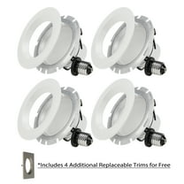4 Pack 4 Inch LED Recessed Lighting, LED Downlight, 10W=75W, 800 LM, Dimmable, 8 Replaceable Trims Included, ETL-listed, 5000K Daylight