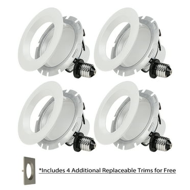 4 Pack 4 Inch LED Recessed Lighting, LED Downlight, 10W=75W, 800 LM, Dimmable, 8 Replaceable Trims Included, ETL-listed, 5000K Daylight