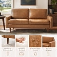 thumbnail image 3 of Koby Home 70" Loveseat Sofa with Wood Frame, Mid Century Modern Couch 2 Seater, Faux Leather Love Seat for Small Spaces Light Brown, 3 of 9