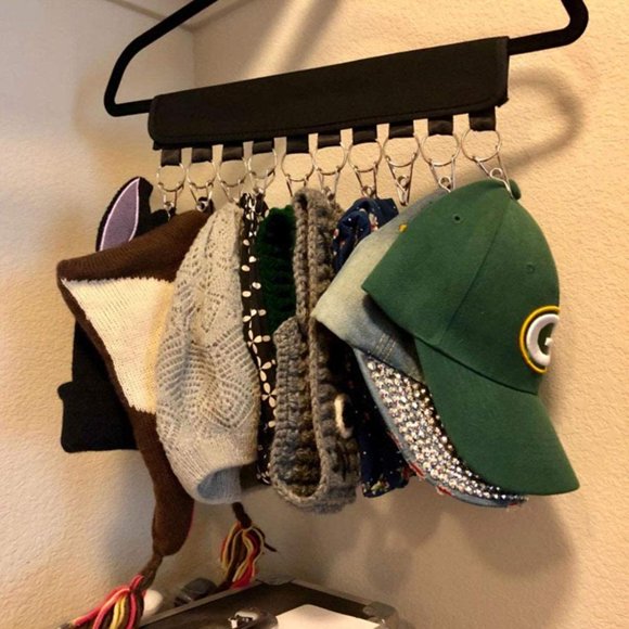 Organizador de sombreros para colgar en la percha, plegable, para guardar sombreros en el armario de la habitación, con 10 clips para gorras de béisbol y accesorios de pelota