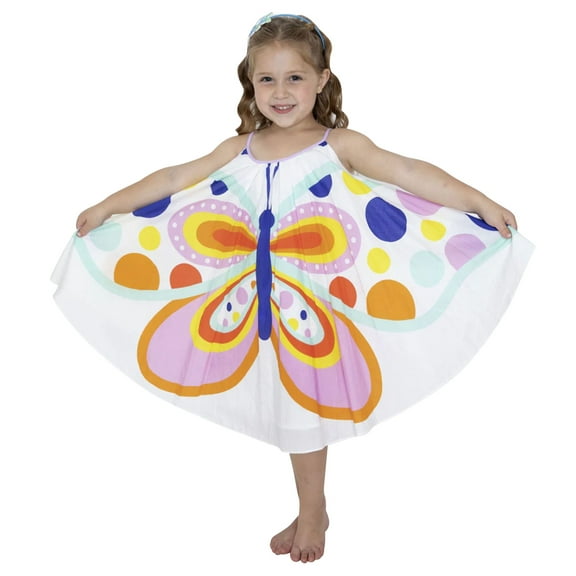 Otqutp Toddler Holiday Sundress Kids Baby Girl Summer Boho Butterfly Polka Dot Spaghetti Strap Beach Sun Dress Princess Dresses