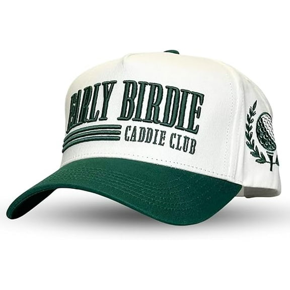 Early Birdie Caddie Club Hat, embroidered golf cap with classic sporty design, stylish adjustable dad hat for men and women, perfect for golfers, outdoor activities and casual fashion