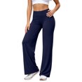 thumbnail image 2 of Dwellite Leggings for Womens Straight Leg Gym Yoga Pants High Waist Lifting Wide Leg Workout Pants with Pockets 2026 Navy L, 2 of 7