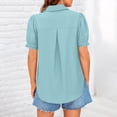 thumbnail image 5 of Youyipin Womens Summer tops Button Down Shirts V Neck Collared Casual Blouse Tops with Pockets short sleeve shirts for women, 5 of 7