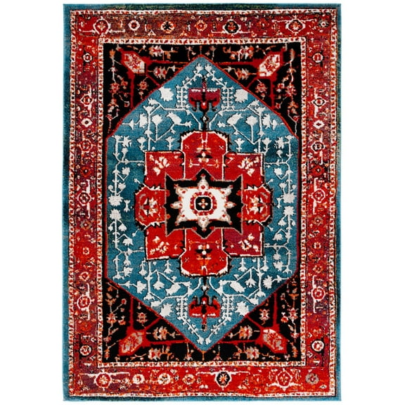 SAFAVIEH Vintage Hamadan Kimmee Oriental Area Rug, Red/Blue, 5'3" x 7'6"