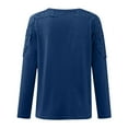 thumbnail image 5 of TAIAOJING T Shirts Long Sleeve Crewneck Tees For Women Crewneck Solid Color Hollow Stitching T Shirt Features:, 5 of 5