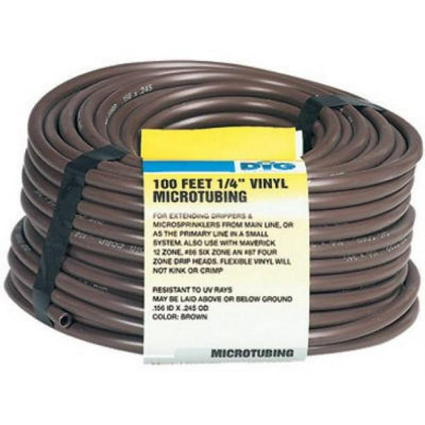 DIG B38100 1/4" Vinyl Micro Drip Tubing, 100', Brown