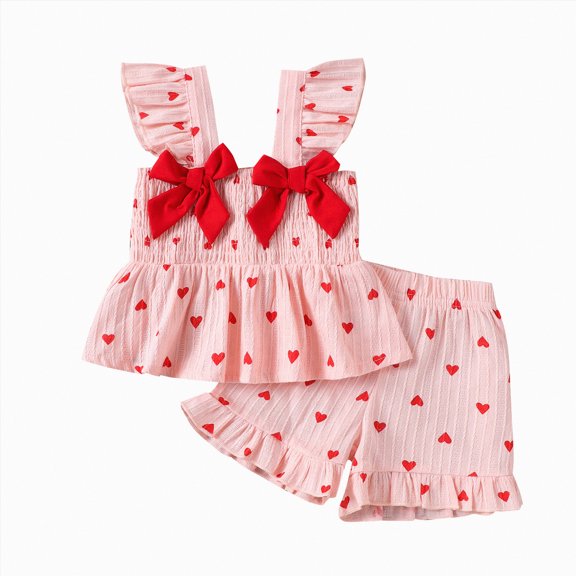 TOWED22 Baby Girls Summer Outfits 2pcs Set Sleeveless Tank Top and Casual Shorts Sets Clothing Solid Color Cotton Clothes for Toddler(Pink,2-4 Y)