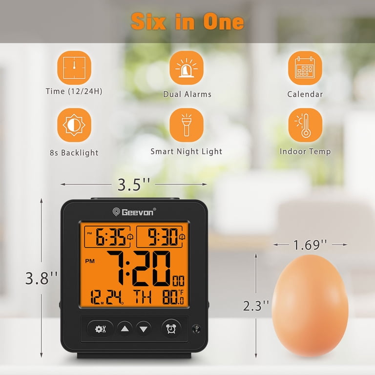 Geevon Smart Night Light Digital Travel Alarm Clock, Black photo 6