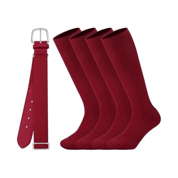 Eryueer Kids Youth Baseball/Softball Socks and Belt Combo Set for Boys Girls