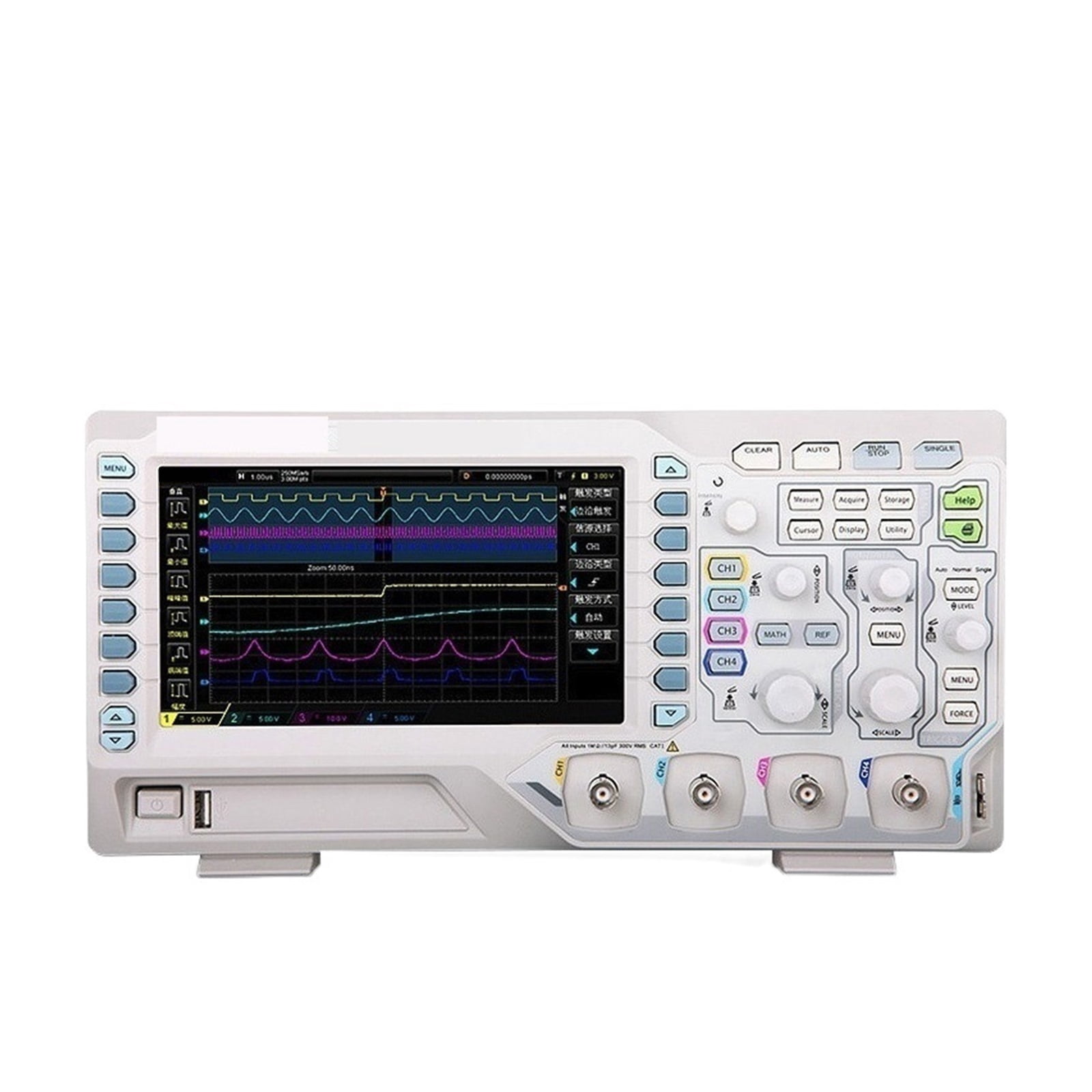 7" Screen Digital Oscilloscope 50MHz 4 Analog Channels Sampling Rate 1GSa/s 24Mpts Memory Depth Waveform Storage Playback ,Professional Designed