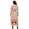 thumbnail image 2 of FKELYI Fall Maxi Dress for Women Long Sleeve V Neck Wedding Guest Dresses Pink Colorful Flower Print Flowy A-Line Elegant Dress with Pockets, 2XL, 2 of 6