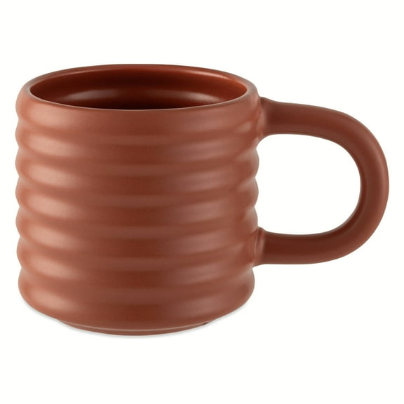 Mainstays 17oz Ribbed Matte Finish Coffee Mug, Canyon Red
