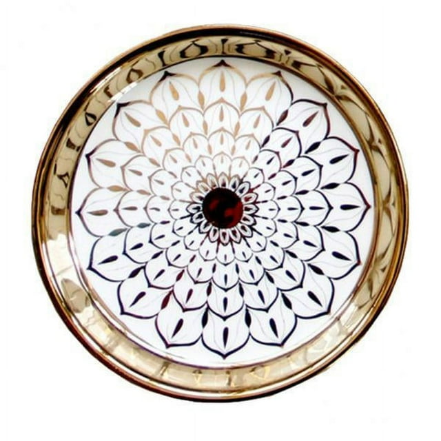 2x Platos Pequeños De Cerámica De Estilo Nórdico Bandeja De Baratija Circular Estilo De Borde Dorado-01 Sunnimix platos de cerámica para cocina