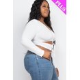 thumbnail image 2 of Plus Size Drawstring Ruched Cutout Crop Top, 2 of 4