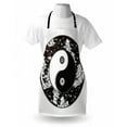 thumbnail image 3 of Ying Yang Apron Stars and Moon Asian Mystic Design Starry Night Sky Peace Magic Spirit Boho, Unisex Kitchen Bib Apron with Adjustable Neck for Cooking Baking Gardening, Black and White, by Ambesonne, 3 of 3