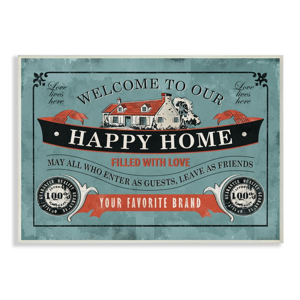Stupell Industries Happy Home Inspirational Vintage Comic Book Design Wall Plaque by Ester Kay