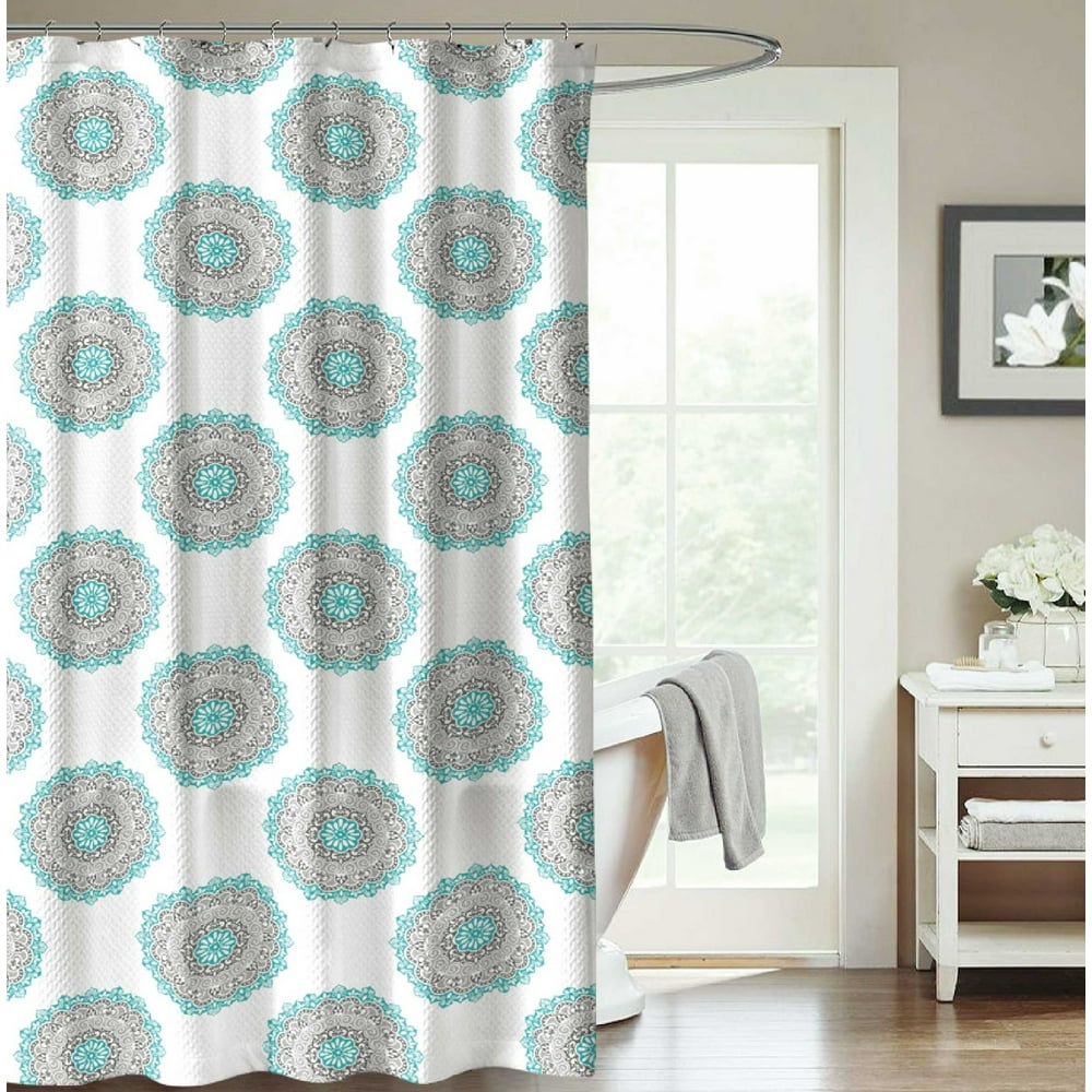 Madallion Mint Gray Shower Curtain for Bathroom