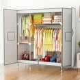 thumbnail image 3 of A Wardrobe with Magnetic Double Doors, Featuring Thick Panels Held by Magnets, 19Mm Steel Pipes,  Load Capacity, Elevated Kickboards, in Mixed Colors, Suitable for Bedrooms And Rental Properties, 3 of 18