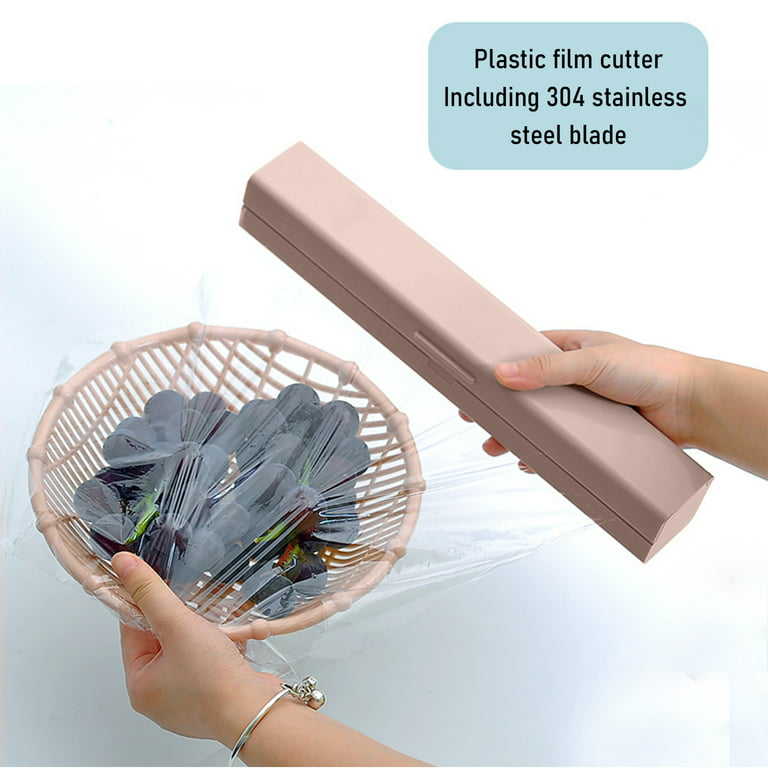 ZEITHALTER Plastic Wrap Dispenser with Slide Cutter, Cling Film Dispenser, Food Plastic Wrap Cutter, Reusable Cling Wrap Cutter, for Tin/Aluminum Foil Cutting