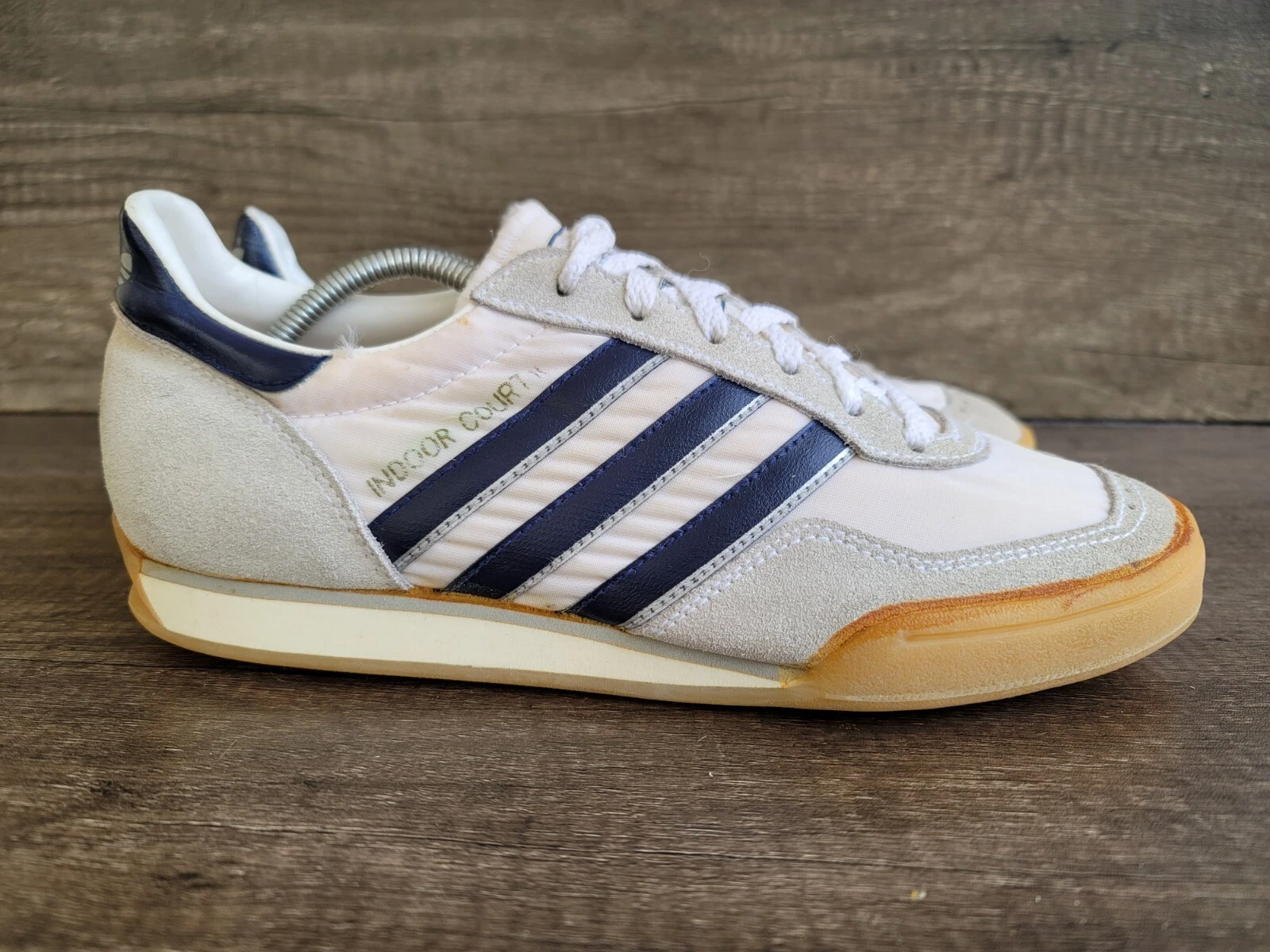 Adidas Vintage Indoor Court White Sneakers Made In Taiwan Sz 7 