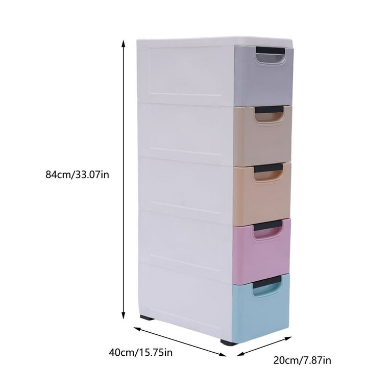 Miumaeov Stackable Vertical 5 Drawers Storage Cabinet Clothes Storage Box PP Plastic, Size: 41