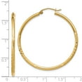 thumbnail image 4 of Primal Gold 14 Karat Yellow Gold Satin and Diamond-cut 2mm Round Tube Hoop Earrings, 4 of 4
