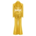 thumbnail image 3 of Eandarui Kids Girls Sparkly Rave Festival Set Disco Party Dance Outfits Sequin Ballet Dancewear Gold 14, 3 of 6