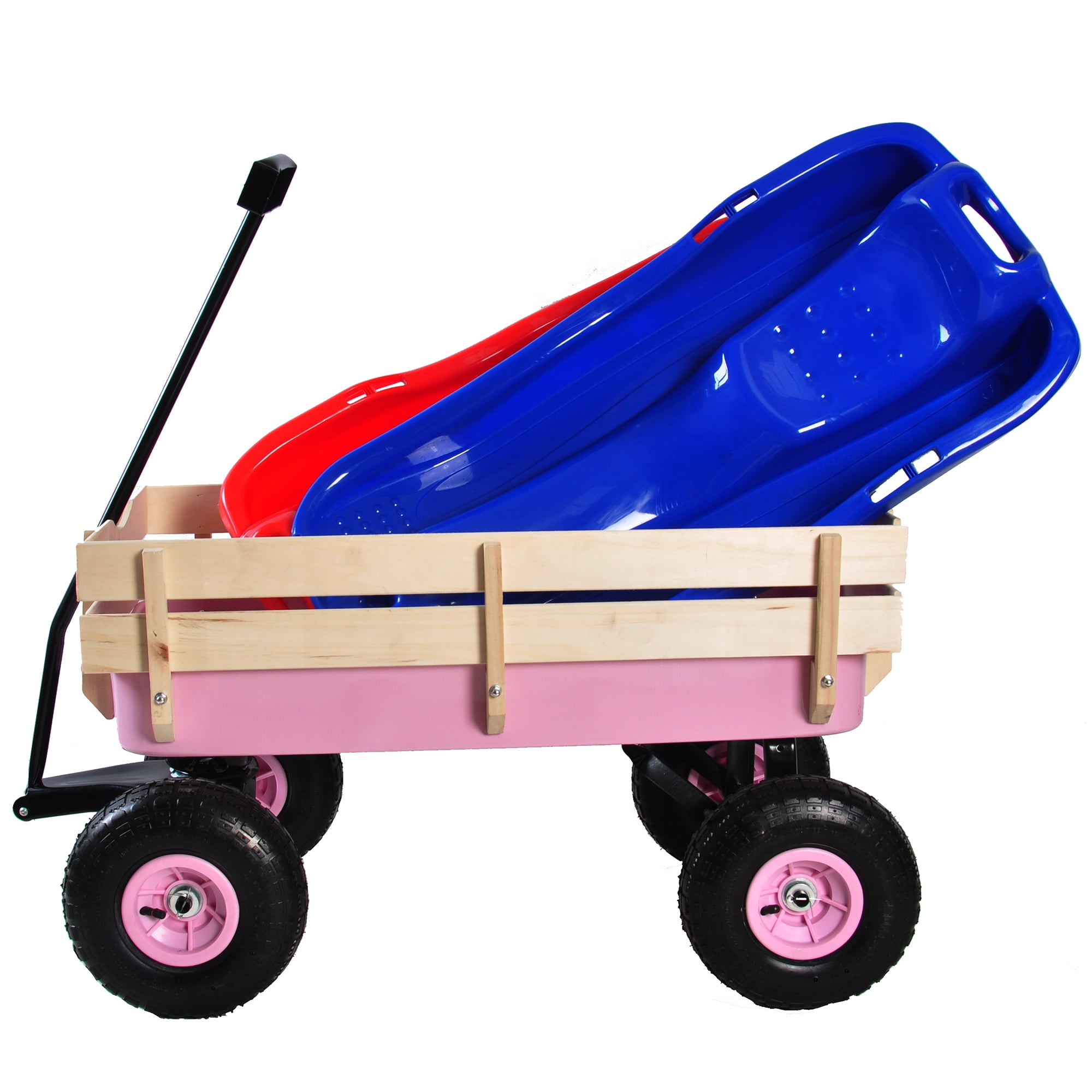 Aimee Lii Utility Wagon Cart, Beach Wagon with Wheels for Sand, Portable Wagon, Pink