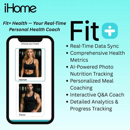IHOME DIGITAL BATTERY POWERED BATHROOM SCALE WITH FIT+ PERSONAL COACH APP, FSA AND HSA ELIGIBLE, BLACK, 397 LBS CAPACITY