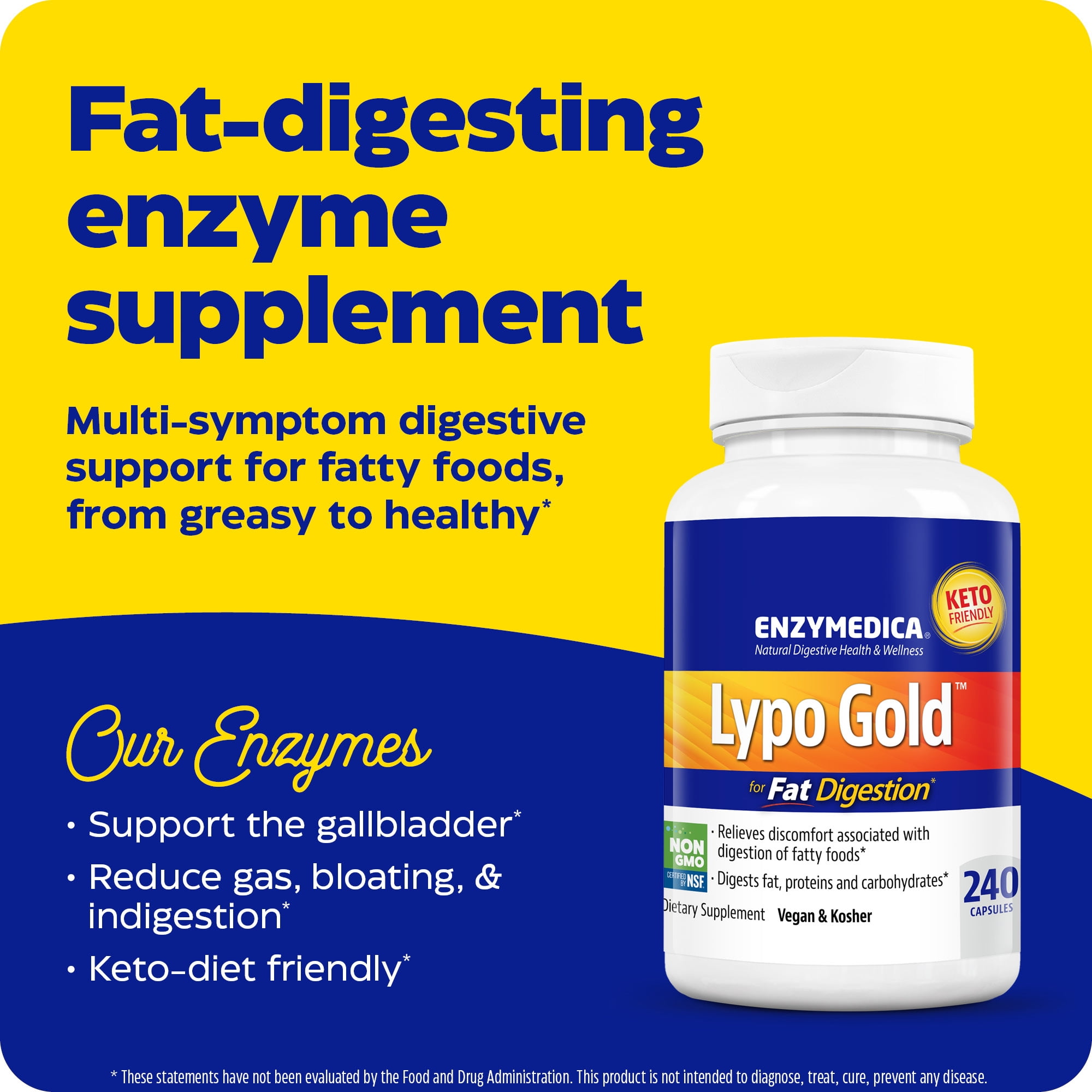 Enzymedica, Digestive Enzymes, Lypo Gold, 240 Count - Walmart.com