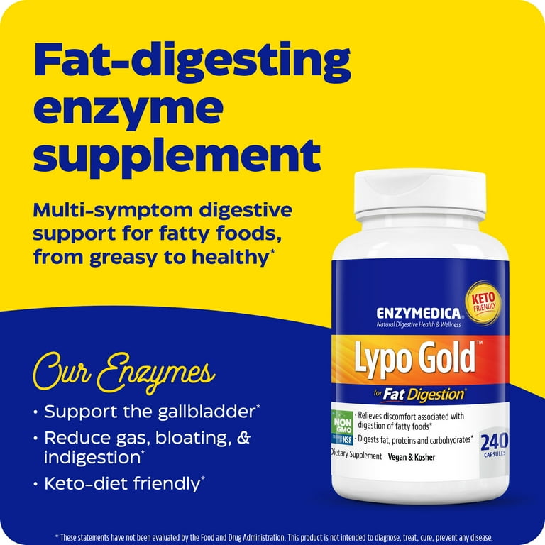 Enzymedica, Digestive Enzymes, Lypo Gold, 240 Count - Walmart.com