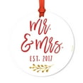 thumbnail image 1 of Family Metal Christmas Ornament, Mr. & Mrs. Est. 2017, Includes Ribbon and Gift Bag, 1 of 2