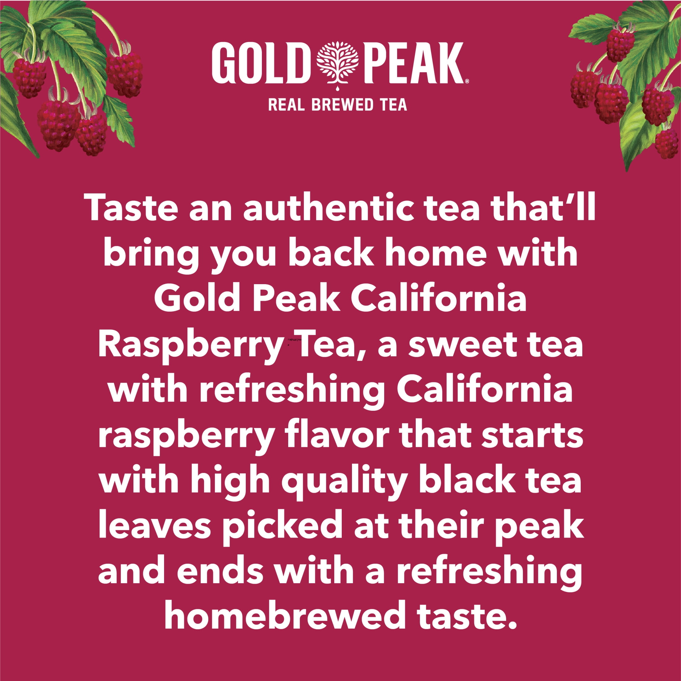 Gold Peak California Raspberry Iced Tea, Sweet Tea Bottle, 52 fl oz