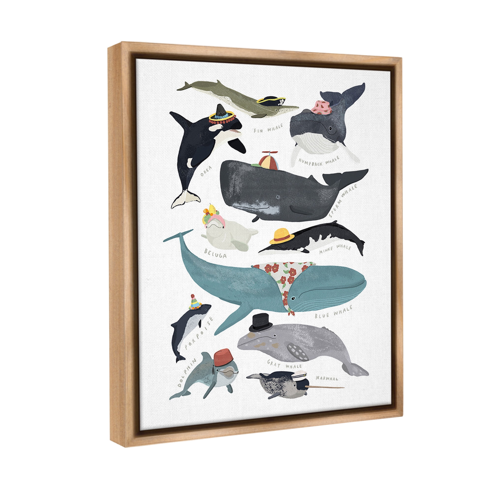 Stupell Industries Fashionable Sea Creatures Animals & Insects Painting Brown Floater Framed Canvas Art Print Wall Art, 17 x 21