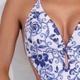 thumbnail image 7 of Wamejoo Women's Floral Print Halter Neck One Piece Swimsuits Cut Out tie Backless Bathing Suit Beach Monokini (Blue, S), 7 of 7